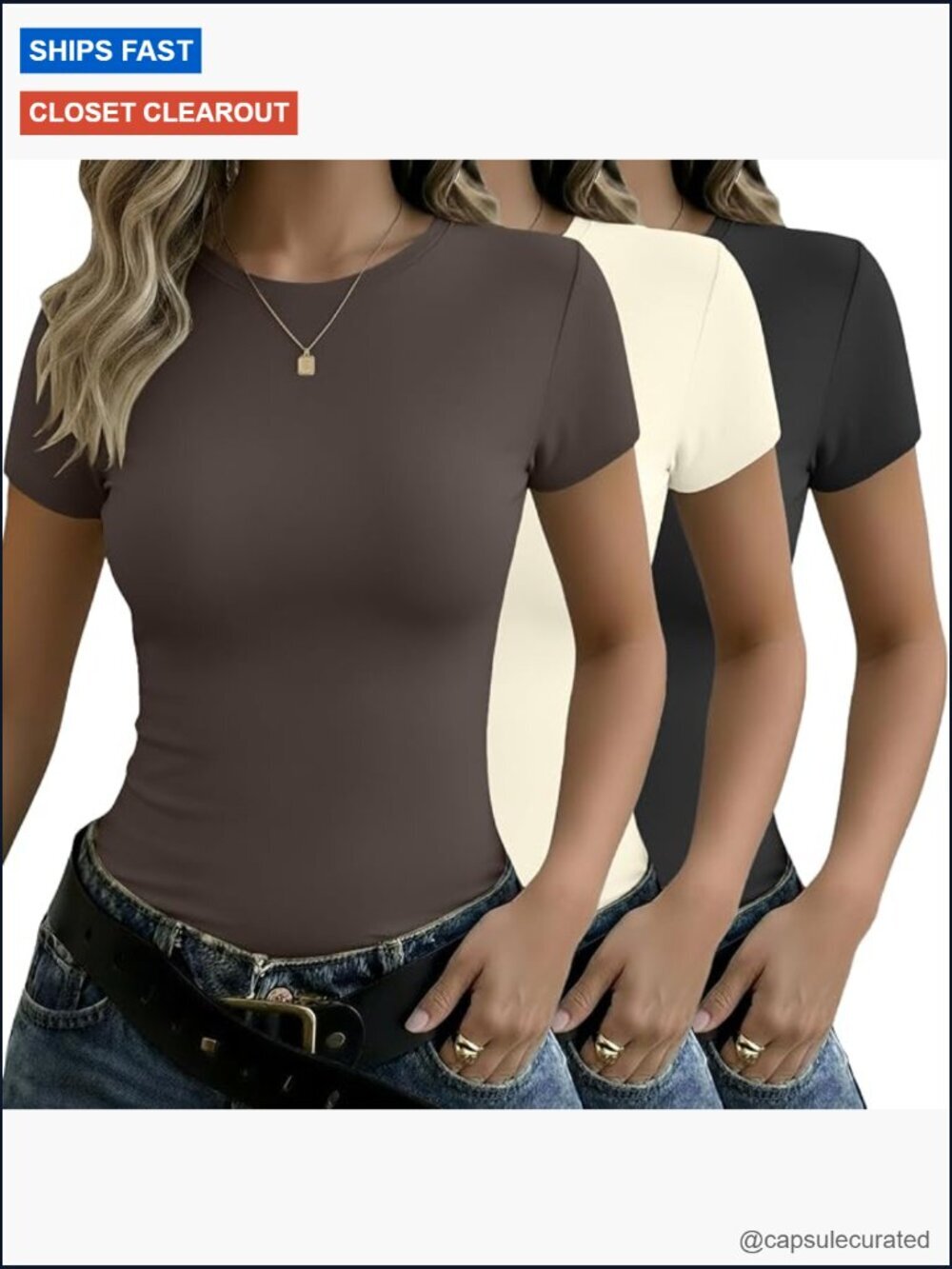 3-Pack Short Sleeve Crew Neck T-Shirts Slim Fit Basic Tees